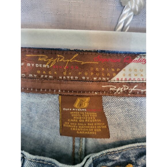 Ruff Ryders Jeans Mens Blue Denim Full Embroidered Logo Pocket Size 34x30 - Picture 4 of 13